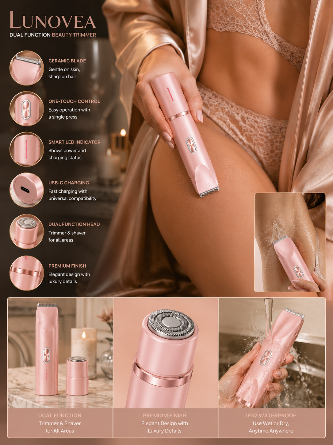 2-in-1 Painless Bikini Hair Trimmer