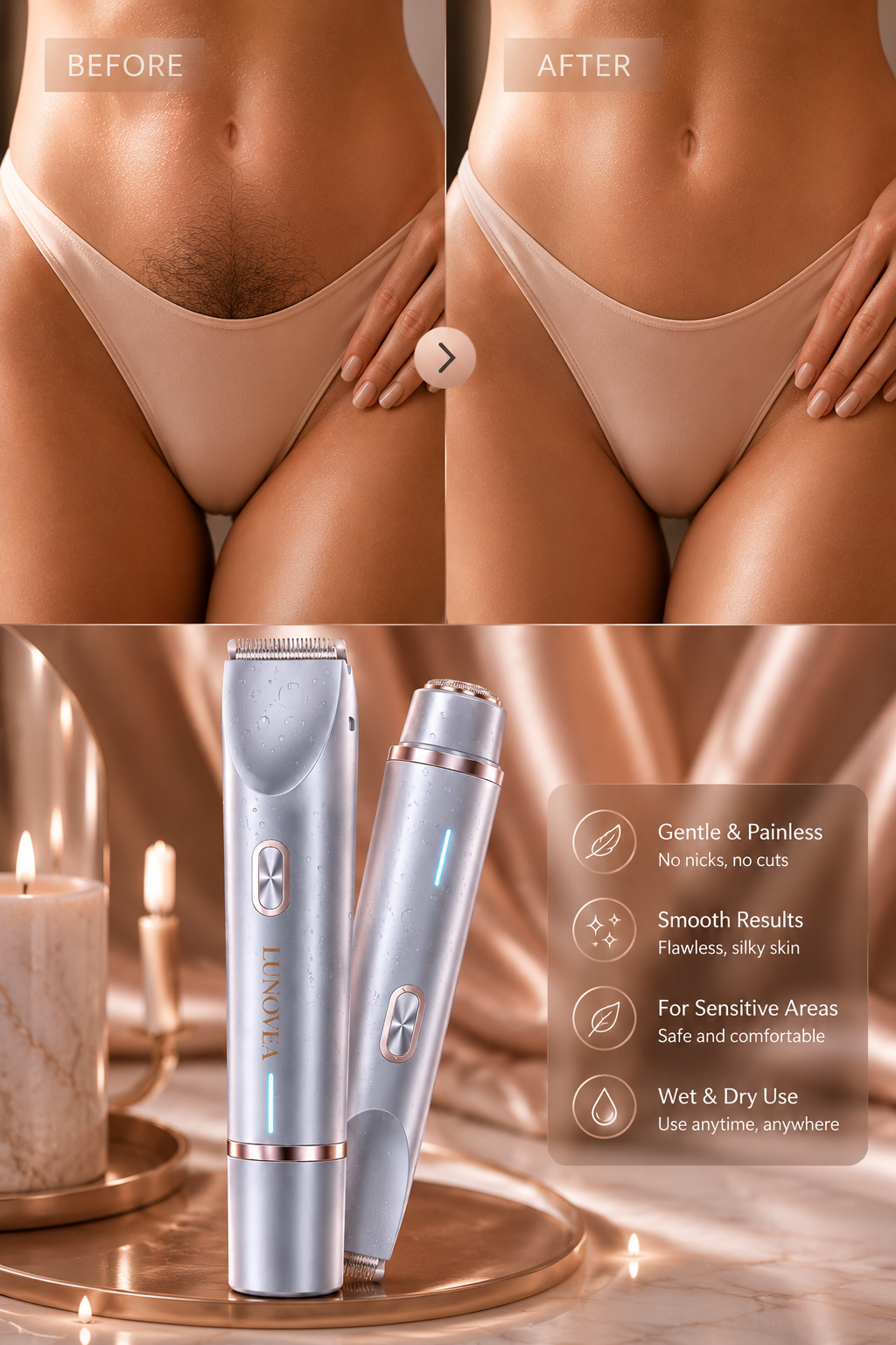 2-in-1 Painless Bikini Hair Trimmer